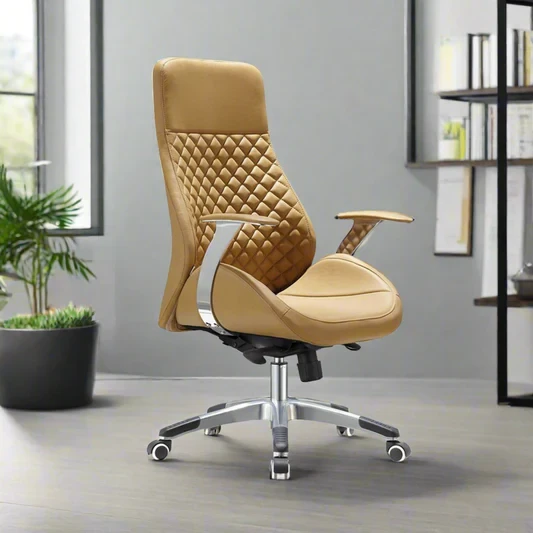 High back leather chair