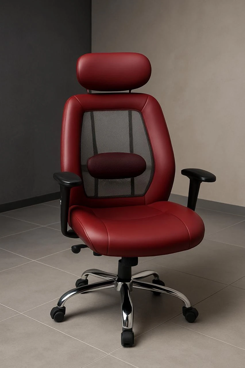 High back leather chair