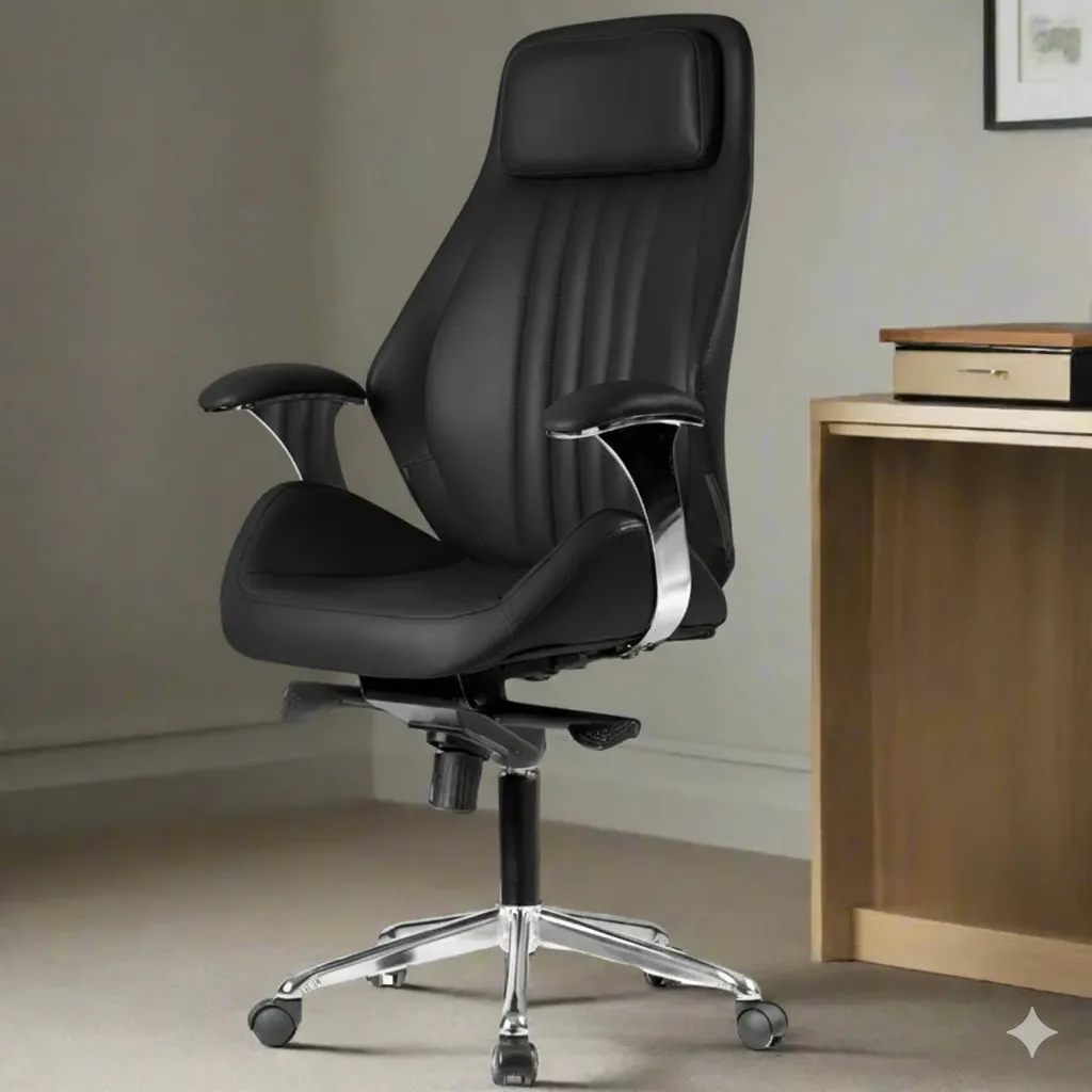 High back leather chair
