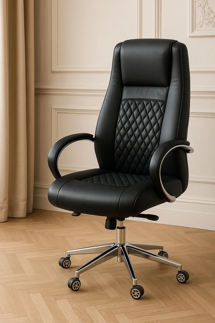 High back leather chair