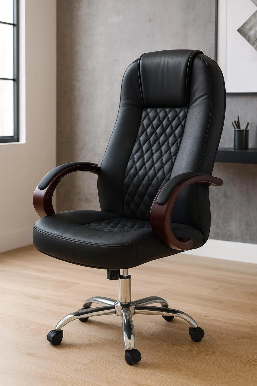 High back leather chair