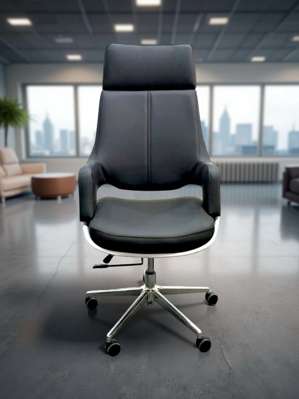 High back leather chair