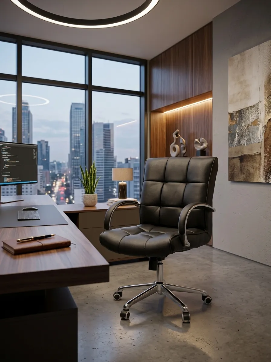 Mid-back leather chair