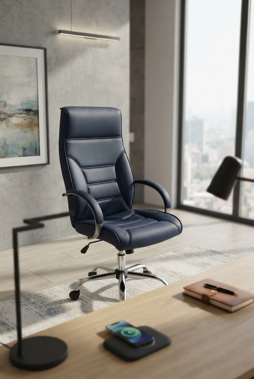 High back leather chair
