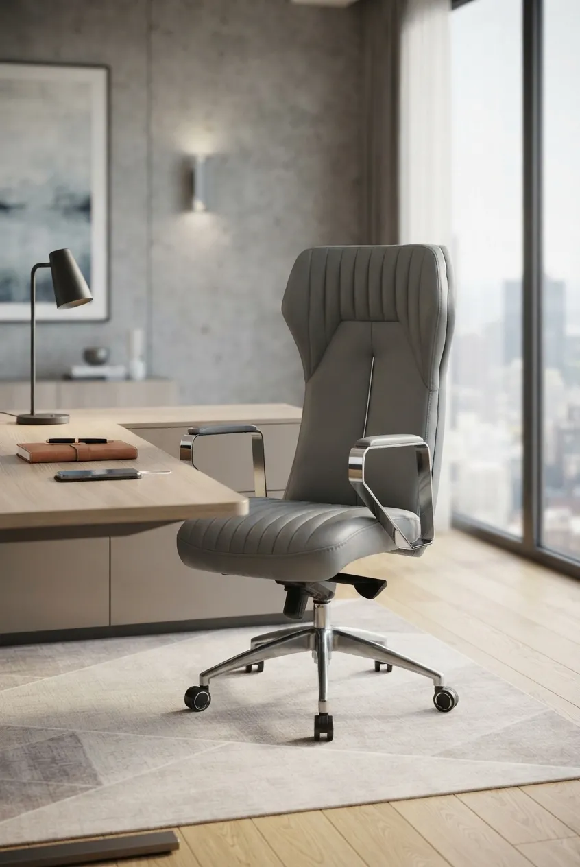 High back leather chair