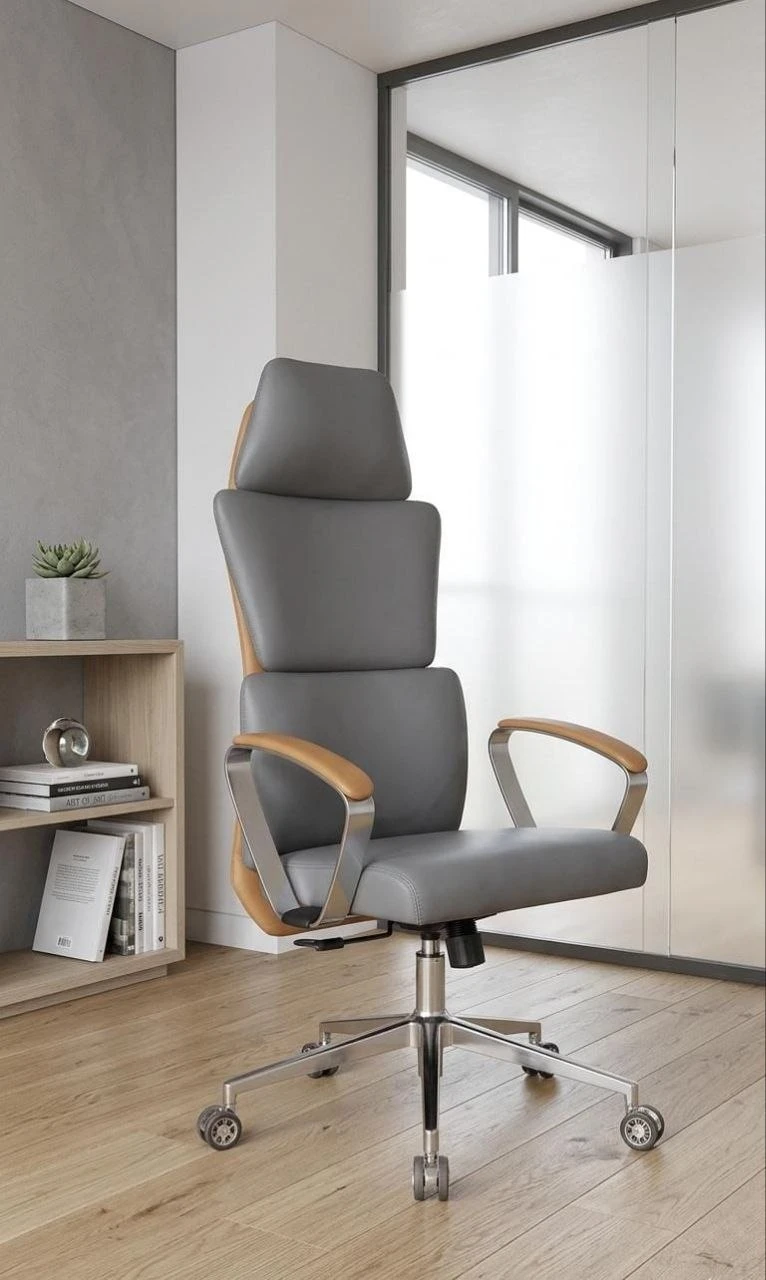 High back leather chair